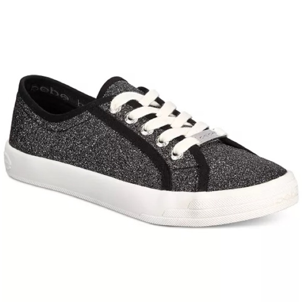 Bebe Sport Black Glitter Sneakers Sz 9